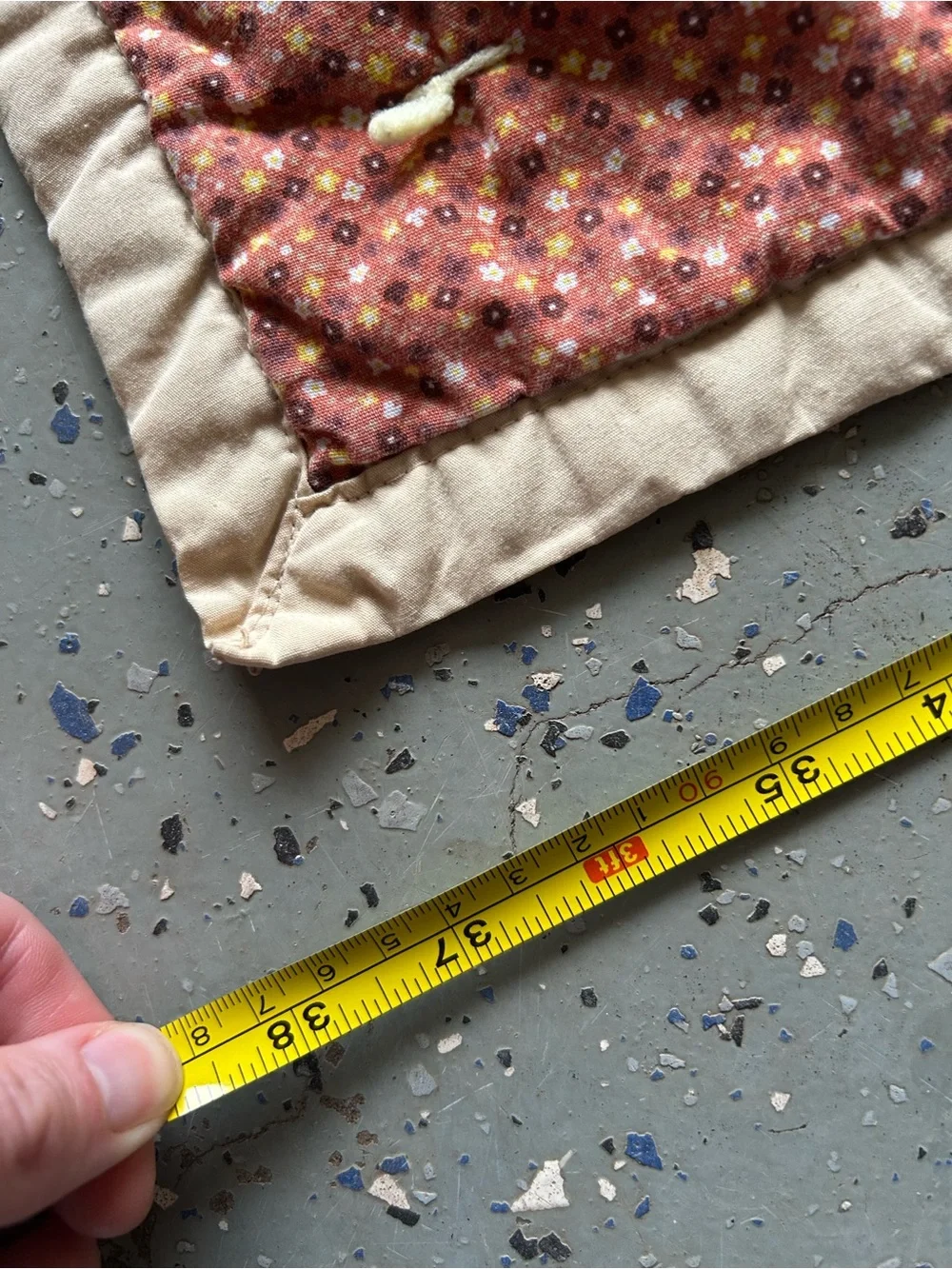 Handmade vintage. Rust & Brown Floral Patchwork Quilt